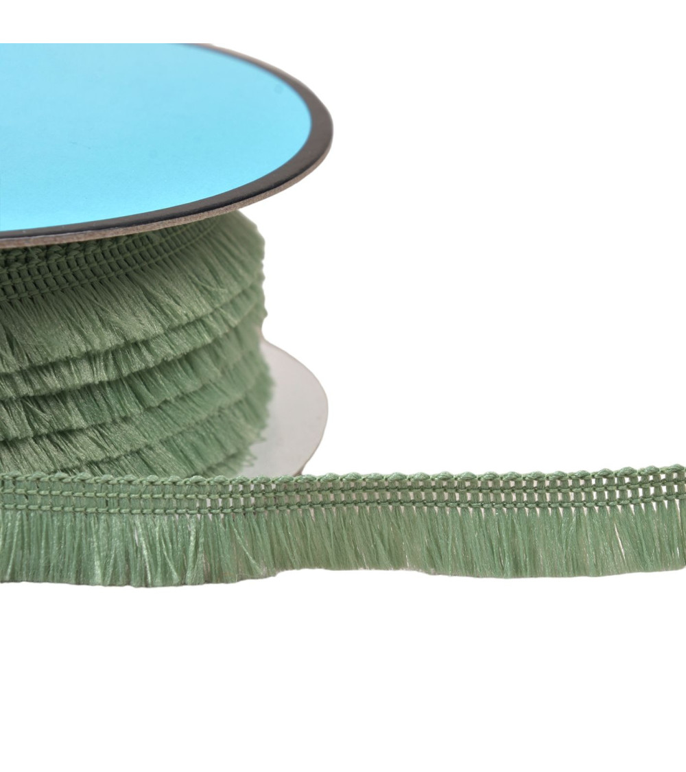 Small fringe 13mm almond green per meter