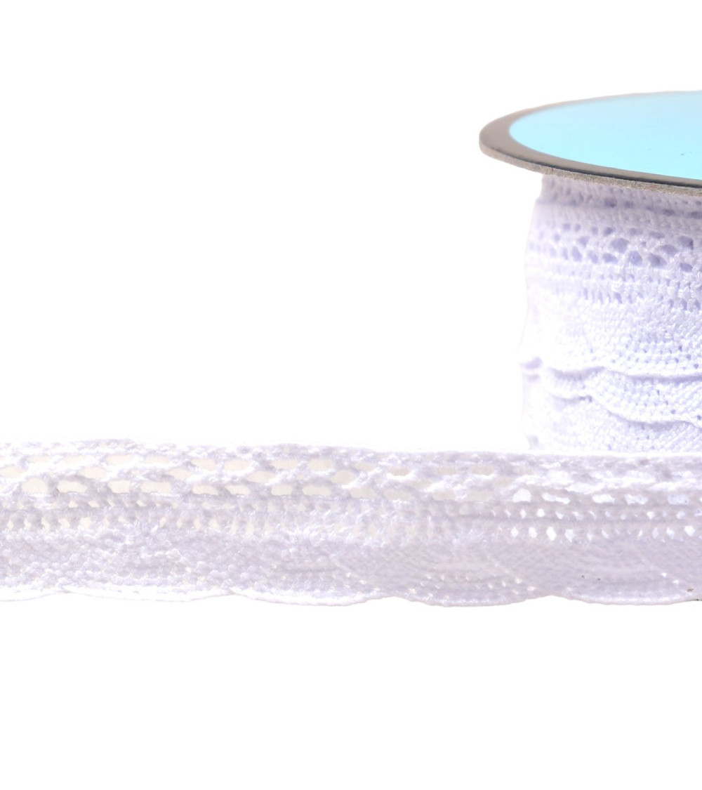 Dentelle éventail 19mm blanc au mètre