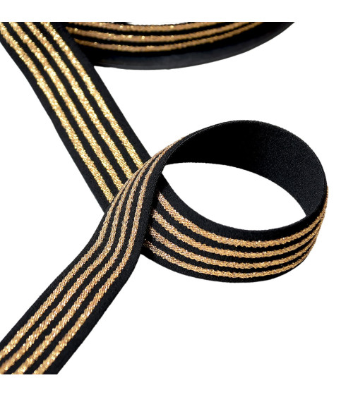 Elastic 4 metal strips 32mm black per meter