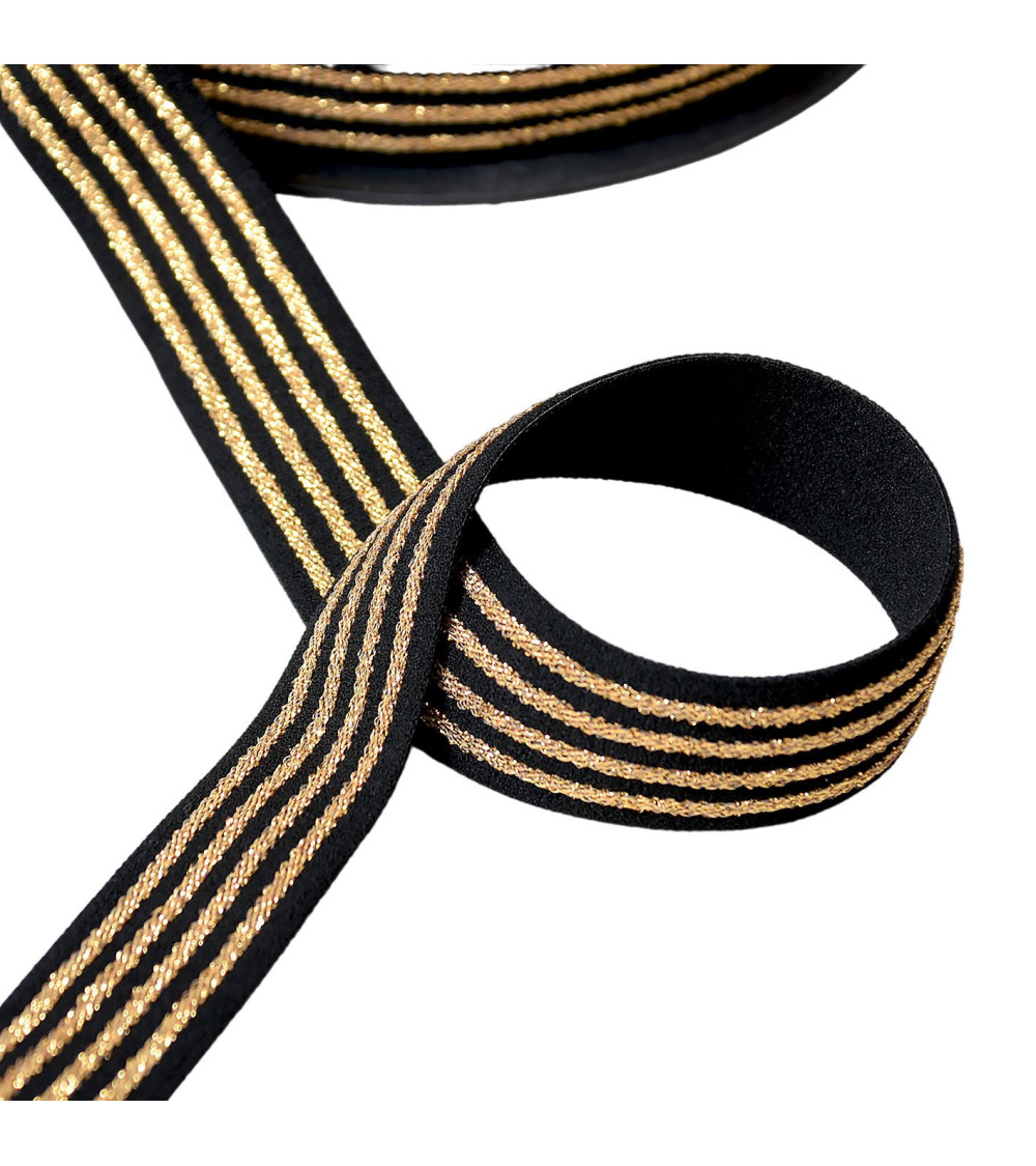 Elastic 4 metal strips 32mm black per meter