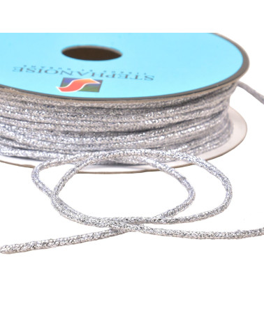 30m spool of mottled metal cord 2mm white/silver