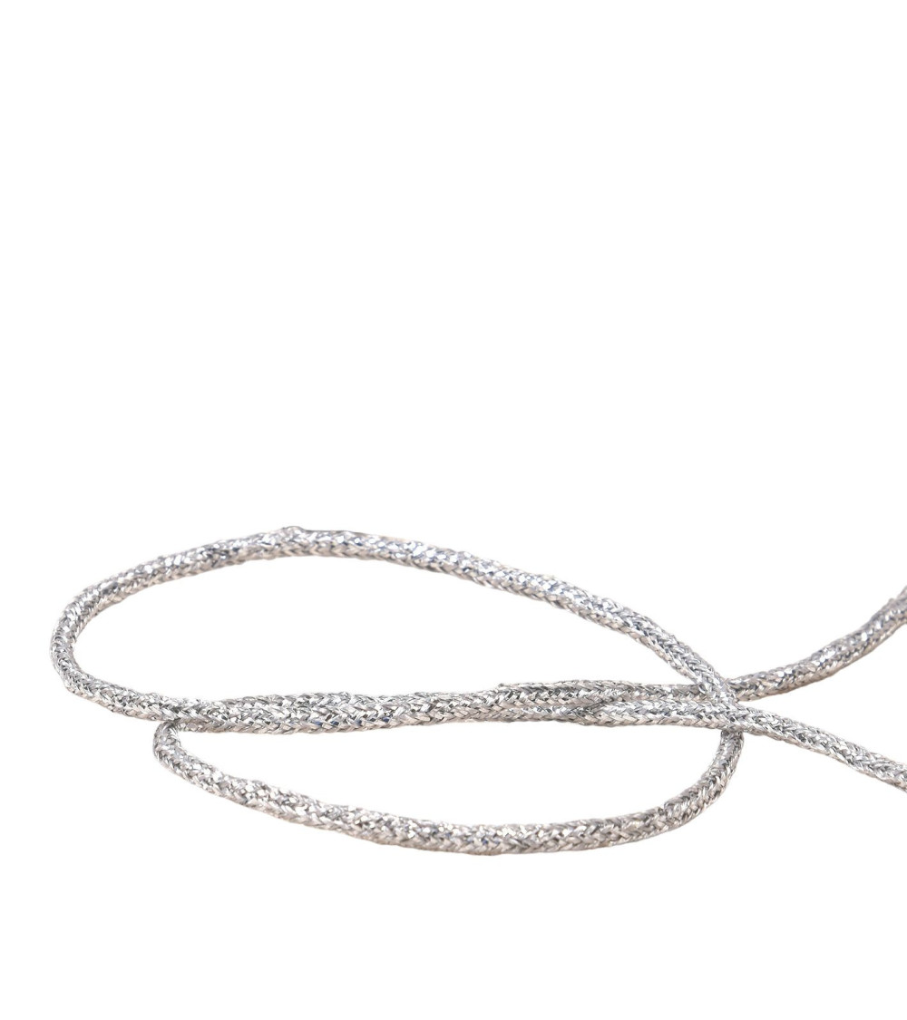 Bobine 30m cordon chiné métal 2mm argent