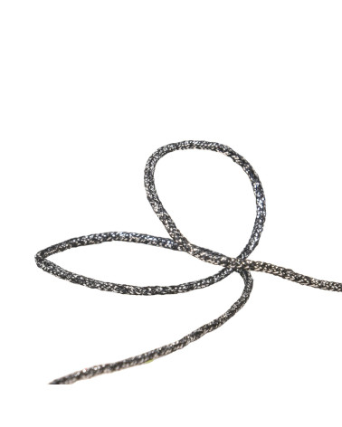 30m spool of mottled metal cord 2mm black/silver