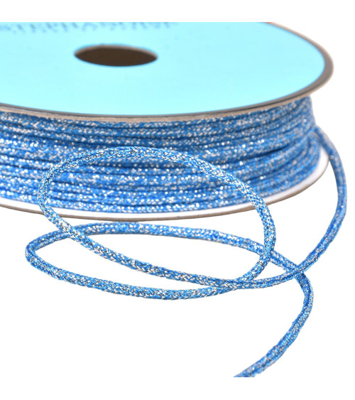 30m spool of mottled metal cord 2mm blue/silver