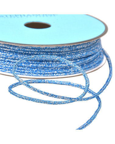 Bobina de 30 m de cordón metálico jaspeado de 2 mm azul/plateado