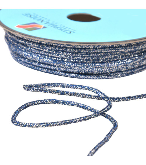 30m spool of mottled metal cord 2mm blue/silver