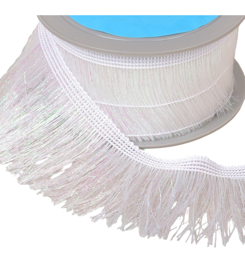 10m spool iridescent fringe 65mm white