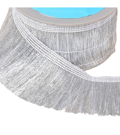 10m spool iridescent fringe 65mm silver