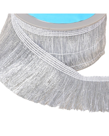 10m spool of iridescent fringe 65mm silver