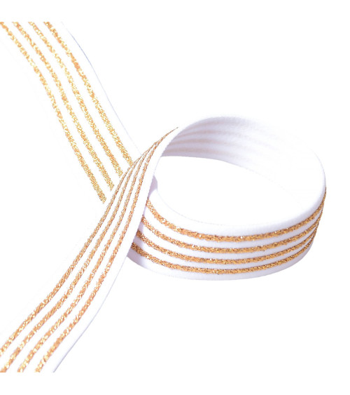 20m elastic reel 4 metal bands 32mm white