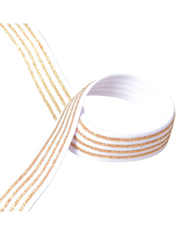 20m elastic reel 4 metal bands 32mm white