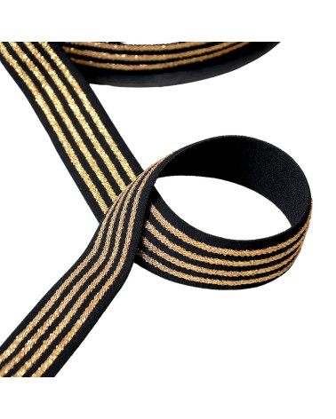 Bobina elastica da 20 m 4 fasce metalliche 32 mm nero