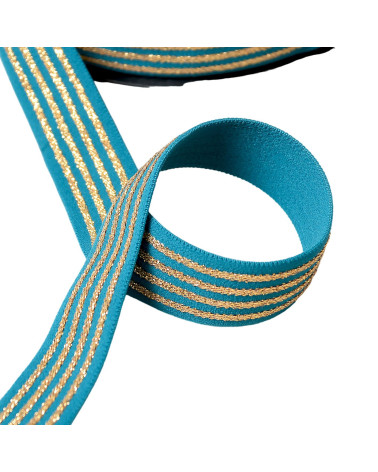 Bobina da 20 m di elastico 4 fasce metalliche da 32 mm blu anatra