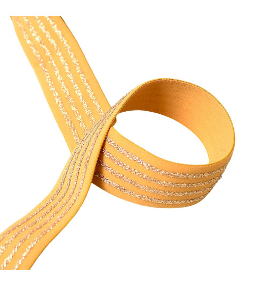 20m spool elastic 4 metal bands 32mm mustard/gold