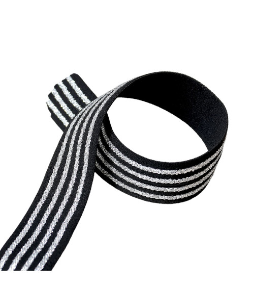 20m elastic reel 4 metal bands 32mm black/silver