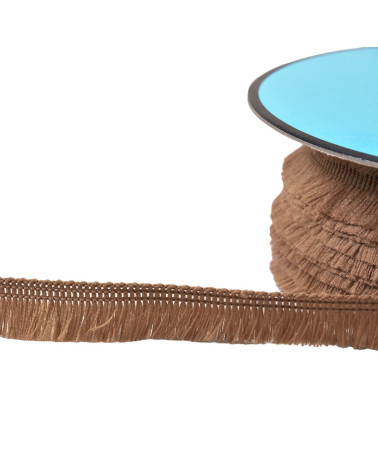 Spool of 25m small fringe 13mm chocolate brown