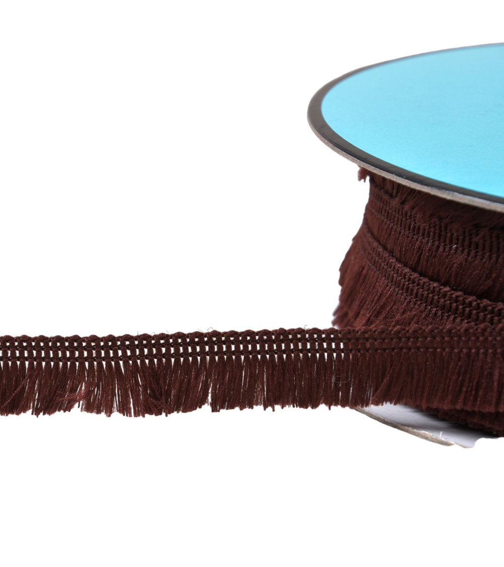 Spool of 25m small fringe 13mm coffee brown