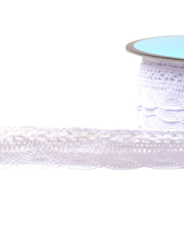 Bobina da 25 m di pizzo a ventaglio da 19 mm bianco