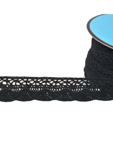 Bobine 25m dentelle éventail 19mm noir