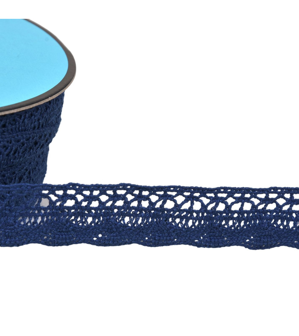 25m spool of fan lace 19mm navy blue