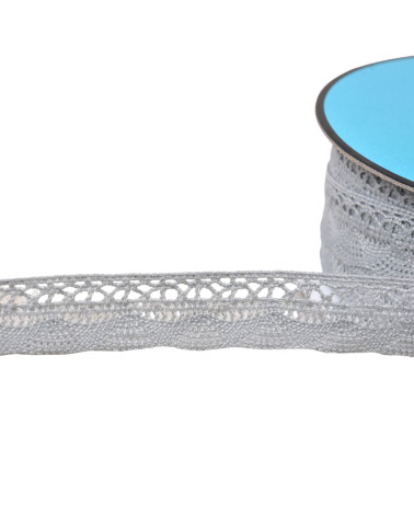 Bobina da 25 m di pizzo a ventaglio da 19 mm grigio chiaro