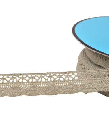 Bobine 25m dentelle éventail 19mm taupe