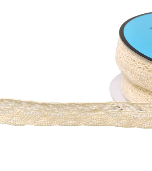 Bobine 25m dentelle éventail 19mm écru