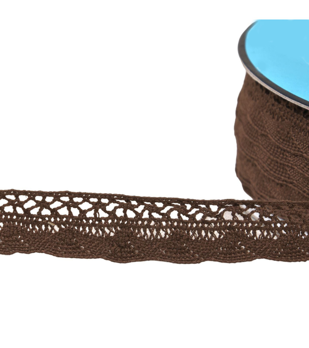 25m spool of fan lace 19mm coffee brown