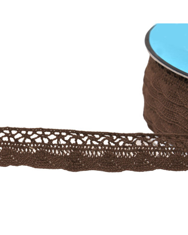 Bobine 25m dentelle éventail 19mm marron café