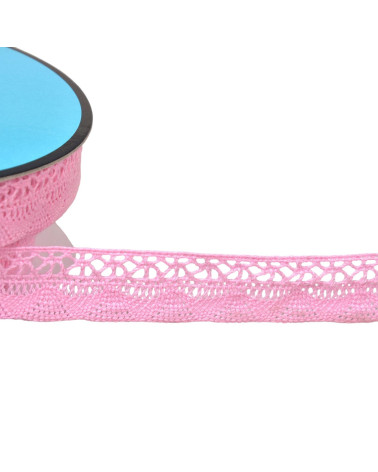 Bobina de 25m de encaje de abanico 19mm rosa claro