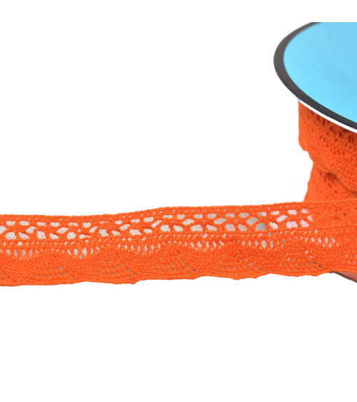 Bobine 25m dentelle éventail 19mm orange