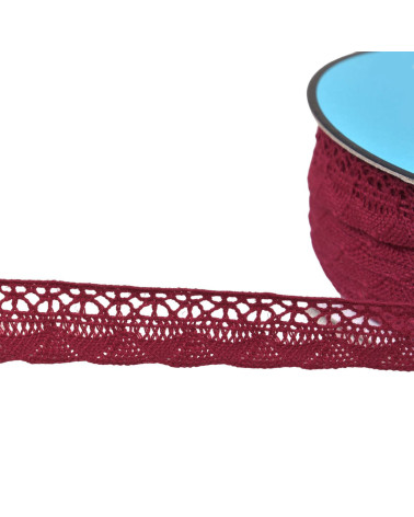 Bobine 25m dentelle éventail 19mm prune