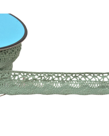 25m spool of fan lace 19mm almond green