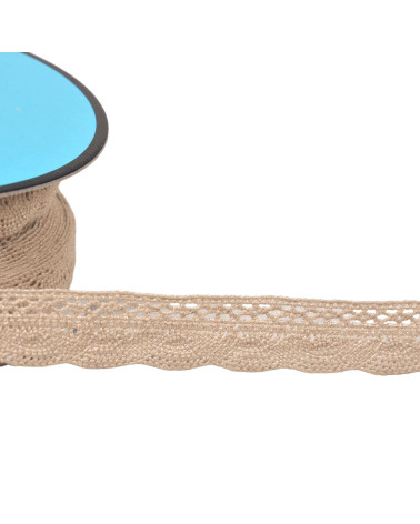 Bobina de 25m de encaje de abanico 19mm beige
