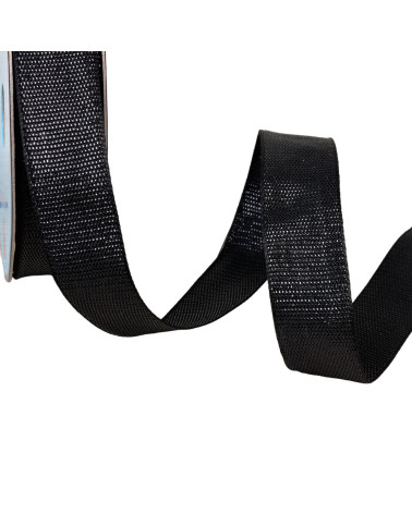 25m spool of black metallic ribbon