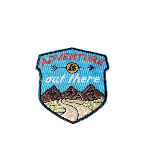 Mountain adventure out there iron-on patch 4.7cm x 4.5cm