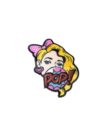 Pop art iron-on patch 6.3cm x 4cm