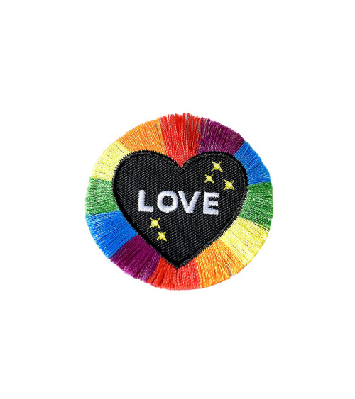 Ecusson thermocollant coeur love love 6,3cm x 4cm
