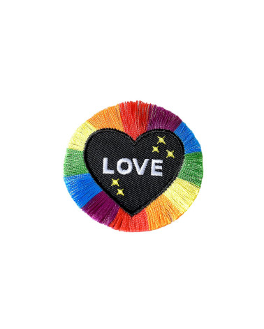 Ecusson thermocollant coeur love love 6,3cm x 4cm