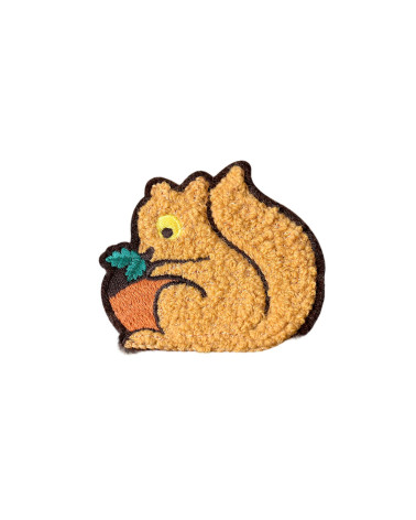 Animal iron-on patch in chenille squirrel 6.3cm x 4cm