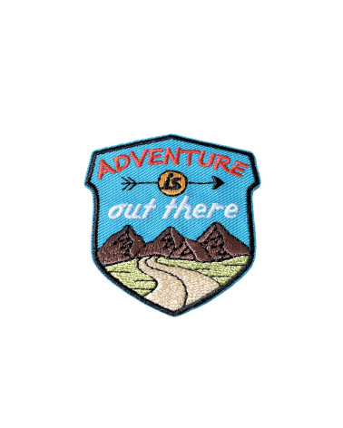 Set of 3 iron-on mountain adventure out there patches 4.7cm x 4.5cm