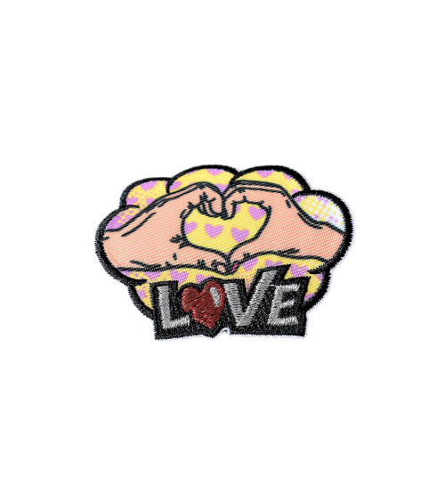 Lot de 3 écussons thermocollants pop art love 6,3cm x 4cm