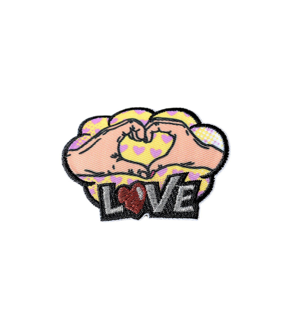 Lot de 3 écussons thermocollants pop art love 6,3cm x 4cm