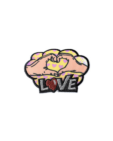 Lot de 3 écussons thermocollants pop art love 6,3cm x 4cm