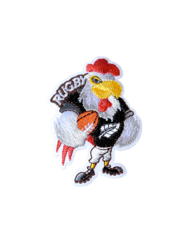 Set of 3 brown rugby rooster iron-on patches 6.5cm x 4cm