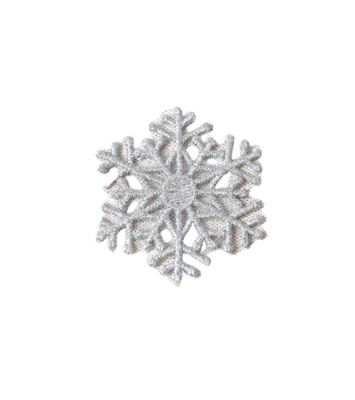 Lot de 3 écussons thermocollants grand flocon de neige argent 4,8cm x 4,8cm
