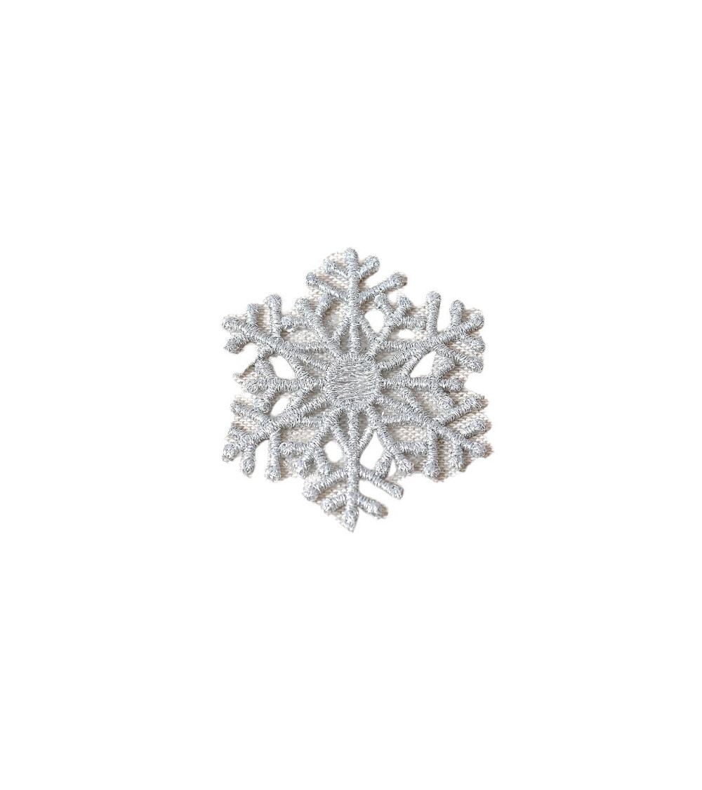 Set of 3 large silver snowflake iron-on patches 4.8cm x 4.8cm
