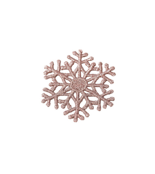 Set of 3 iron-on patches large rose gold snowflake 4.8cm x 4.8cm