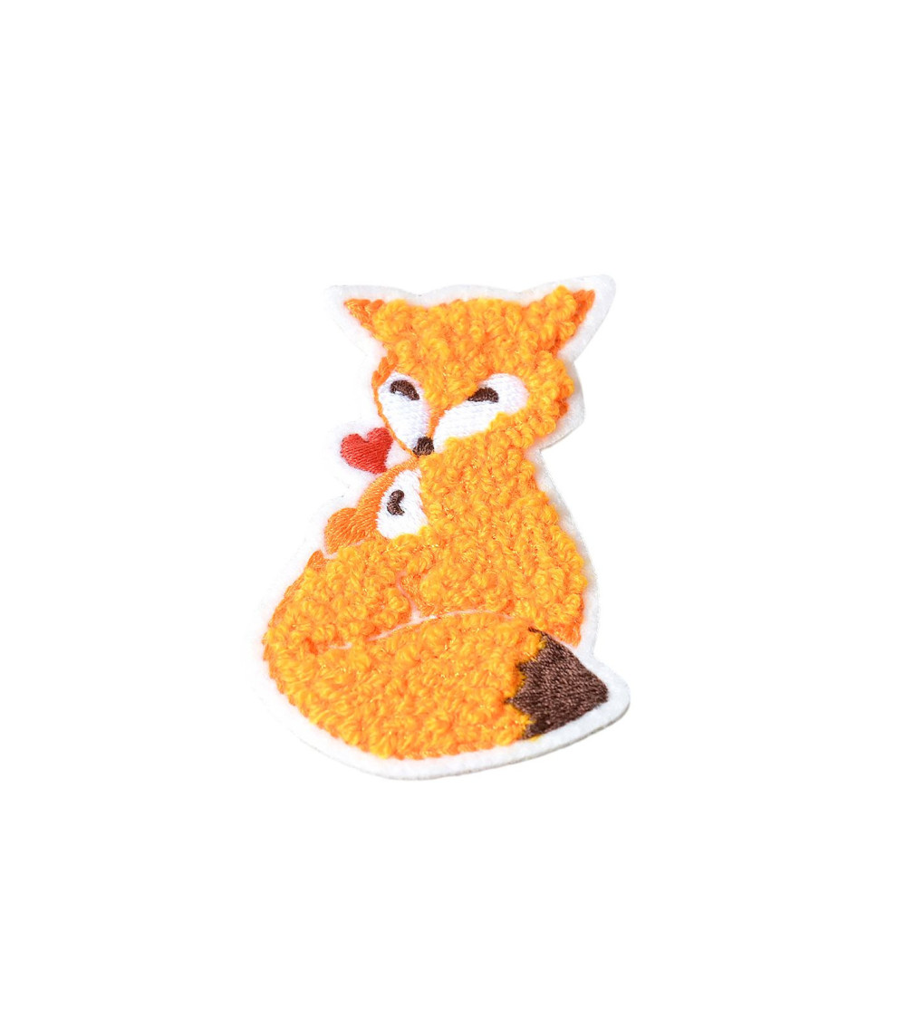 Set of 3 iron-on animal patches in fox chenille 6.3cm x 4cm