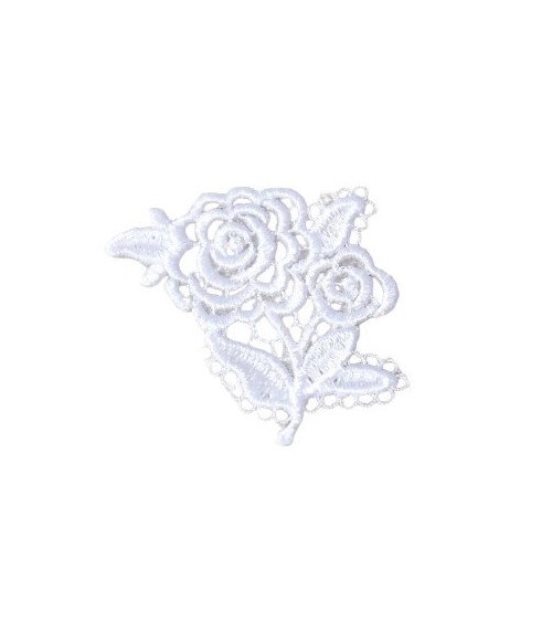 Lot de 3 écussons thermocollants en dentelle fleur 3,6cm x 3,4cm